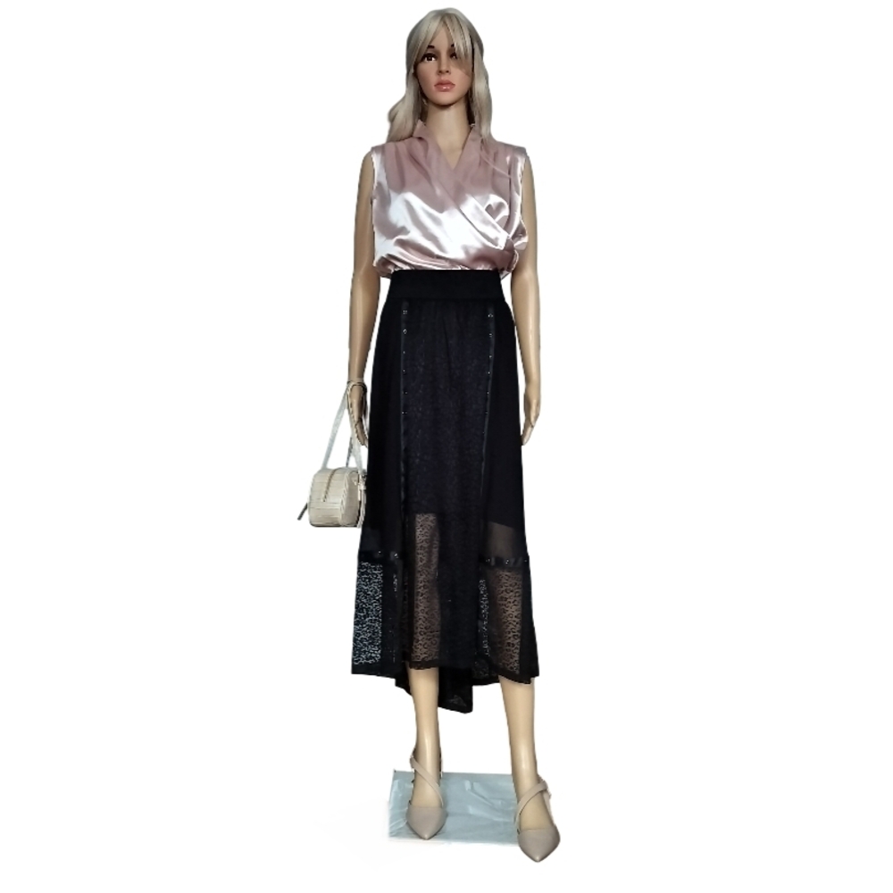 DKNY Black High-Low Lace Skirt Size M NWT